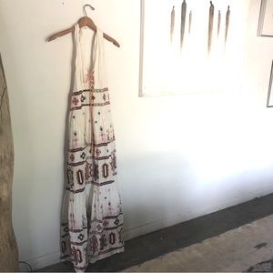 Chelsea & Violet Embroidered Halter Maxi Dress